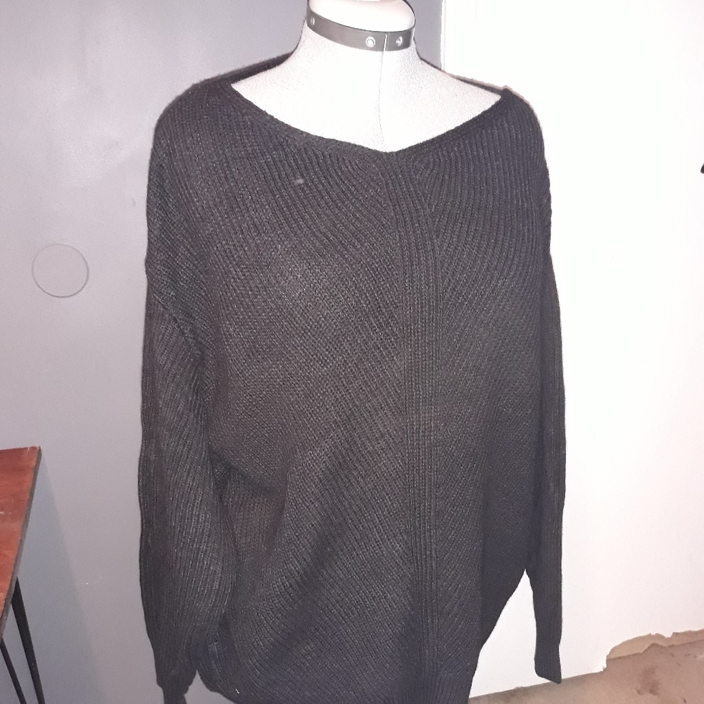 Black Soft Scoop Neck Sweater